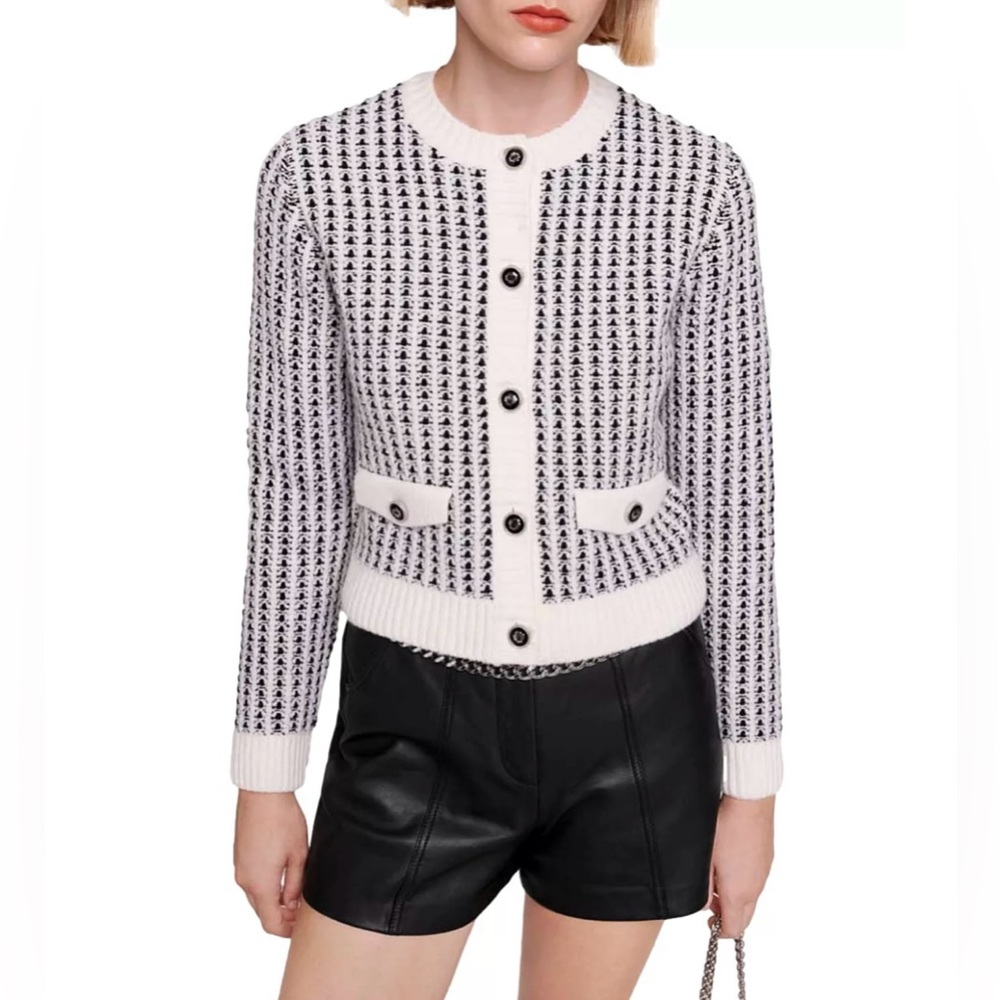 Maje black white sweater size 2 like new